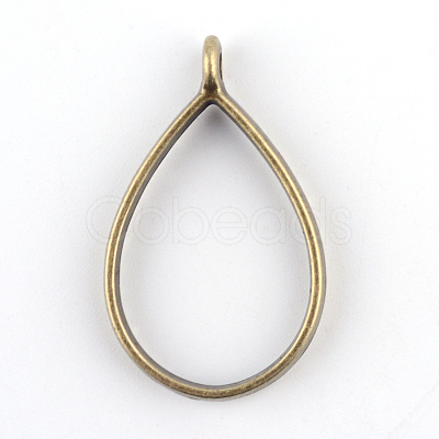 Rack Plating Alloy Teardrop Open Back Bezel Pendants LS-PALLOY-S047-29F-FF-1
