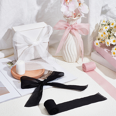 3 Rolls 3 Colors Polyester Chiffon Ribbon OCOR-CY0003-74-1