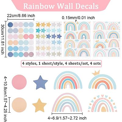 4 Sheet 4 Styles Waterproof Vinyl Wall Stickers DIY-WH0308-214-1