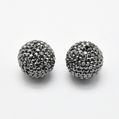 Handmade Polymer Clay Rhinestone Beads RB-L030-18A-14mm-1