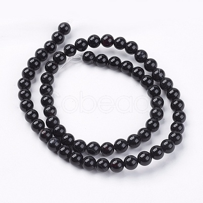 Natural Black Onyx Beads Strands X-G-H1567-6MM-1