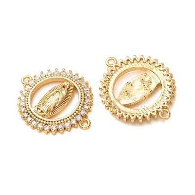 Brass Micro Pave Clear Cubic Zirconia Connector Charms CU-CBA4579-18G-1