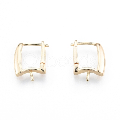 Brass Hoop Earring Findings with Latch Back Closure KK-C006-28G-1