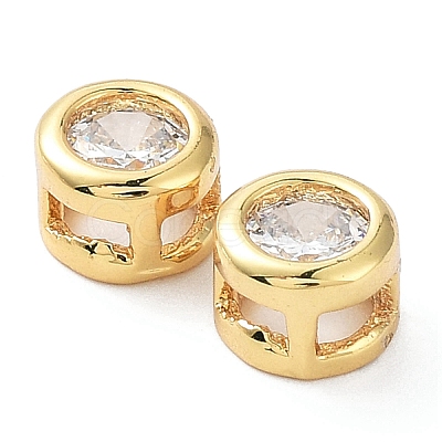 Rack Plating Brass Micro Pave Clear Cubic Zirconia Slide Charms KK-C035-03G-1