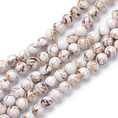 Assembled Synthetic Turquoise and Shell Beads Strands G-S212-8mm-02-1