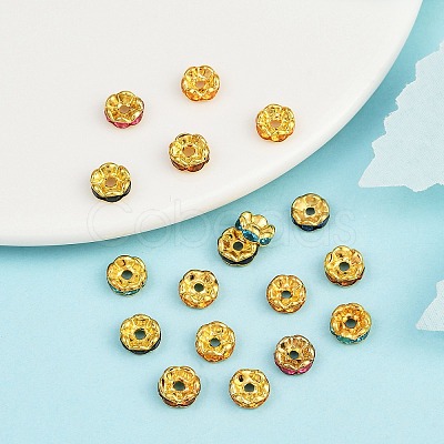 Brass Rhinestone Spacer Beads RSBG7mm-1