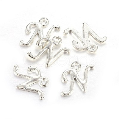 Silver Color Plated Alloy Letter Pendants PALLOY-J718-01S-N-1