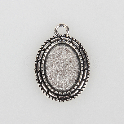 Tibetan Style Alloy Pendant Cabochon Settings TIBEP-N003-30AS-1