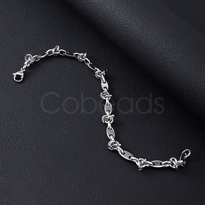 304 Stainless Steel Oval Link Bracelets for Men Women LS-BJEW-V007-02P-1