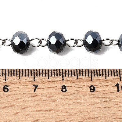 Handmade Rondelle Glass Beads Chains for Necklaces Bracelets Making AJEW-JB00120-07-1