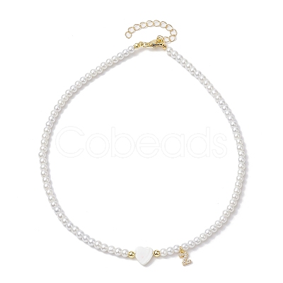 Brass Micro Pave Grade AAA Cubic Zirconia Letter Pendant Necklaces NJEW-JN04771-26-1