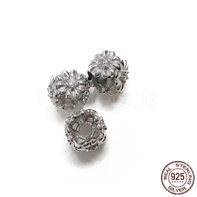 Rhodium Plated 925 Sterling Silver Beads STER-K176-12P-1
