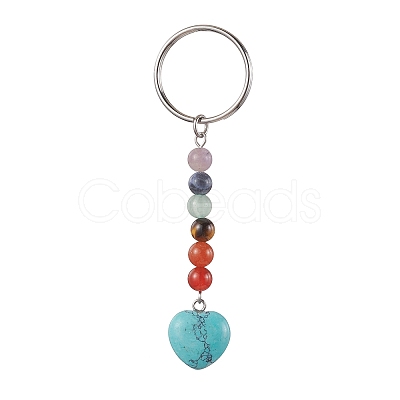 Natural & Synthetic Mixed Gemstone Keychains KEYC-JKC00760-1