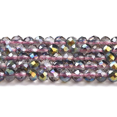 Transparent Electroplate Glass Beads Strands GLAA-H021-01B-HP02-1