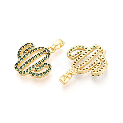 Brass Micro Pave Cubic Zirconia Pendants X-KK-N257-71G-1