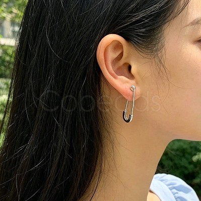 Tarnish Resistant 201 Stainless Steel Safety Pins Earrings X-STAS-S079-197P-1