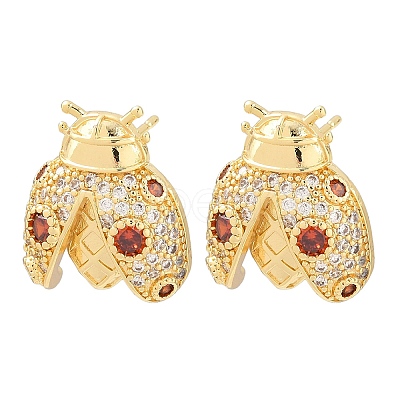 Brass Micro Pave Cubic Zirconia Stud Earrings EJEW-F400-03B-G-1