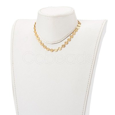 Brass Flat Round Link Chain Necklaces X-NJEW-JN03361-1