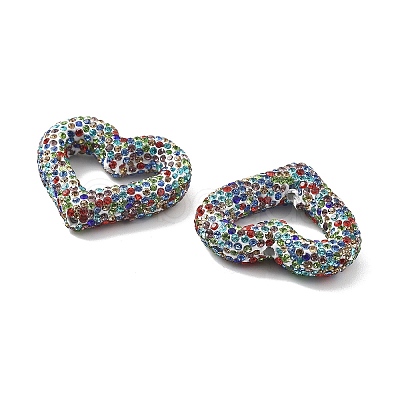 Heart Shape Polymer Clay Rhinestone Beads CLAY-NH0001-09A-01-1