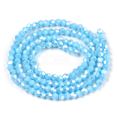 Opaque Solid Color Electroplate Glass Beads Strands EGLA-A039-P2mm-B12-1