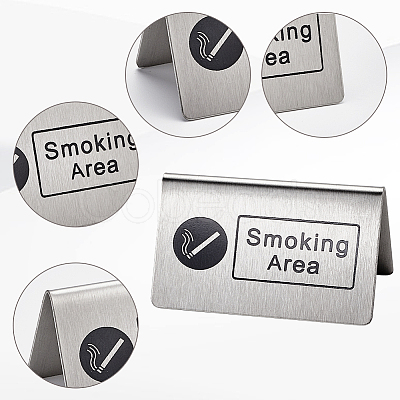 6Pcs 2 Styles 201 Stainless Steel Hotel Resturant Table No Smoking & Smoking Area Tent Sign AJEW-CP0003-74-1