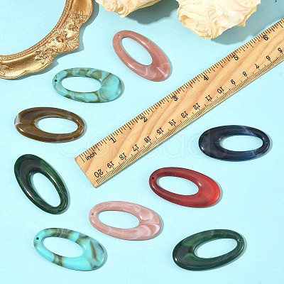 24Pcs 6 Colors Acrylic Pendants OACR-FS0002-64-1
