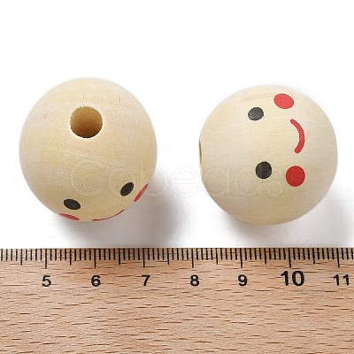 Printed Schima Wood European Beads WOOD-G023-14C-1