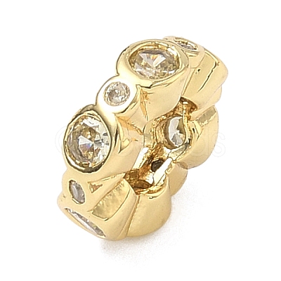 Brass Micro Pave Cubic Zirconia European Beads KK-P345-03G-1