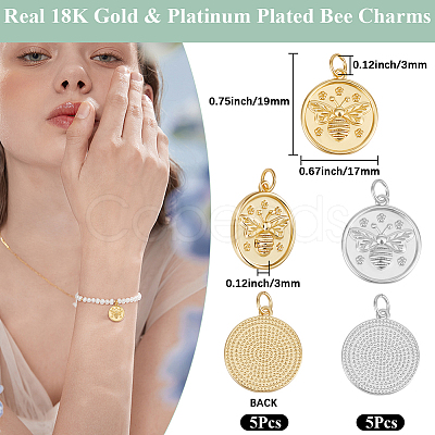 10Pcs 2 Colors Rack Plating Brass Pendants KK-BBC0026-22-1