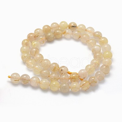 Grade AB+ Natural Gold Rutilated Quartz Beads Strands G-I206-33-8mm-1