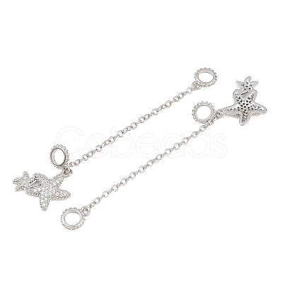 Double Starfish Brass Micro Pave Clear Cubic Zirconia Safety Chains KK-H257-06P-1