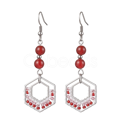 304 Stainless Steel Linking Ring Dangle Earring EJEW-MZ00132-1