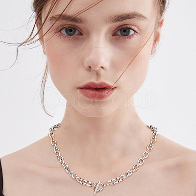 2Pcs 2 Colors Alloy Cable Chain Necklace for Men Women NJEW-AN0001-19-1