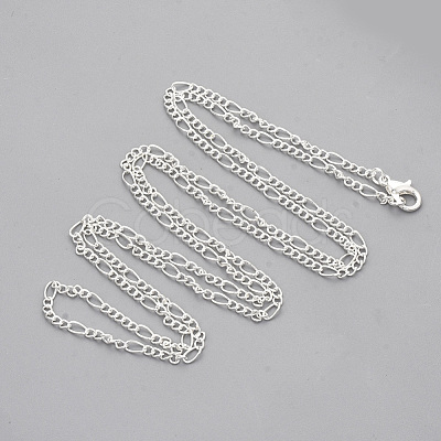Brass Coated Iron Figaro Chain Necklace Making MAK-T006-03S-1