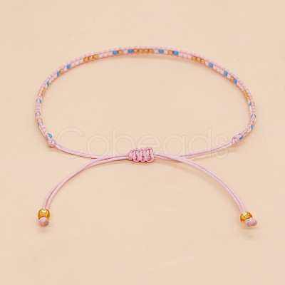 Bohemian Braided Adjustable Glass Seed Beaded Bracelets EX8332-4-1
