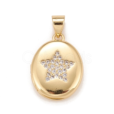 Brass Micro Pave Cubic Zirconia Locket Pendants KK-A161-39A-G-1