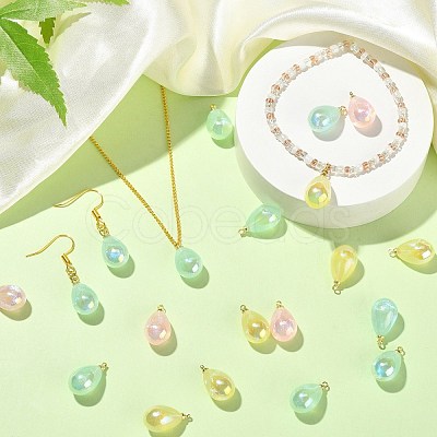 40Pcs 4 Colors Rainbow Iridescent Plating Acrylic Pendants MACR-CJ0001-59-1