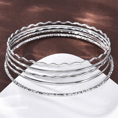 5Pcs 304 Stainless Steel Bangle Set for Women LS-BJEW-S162-01B-P-1