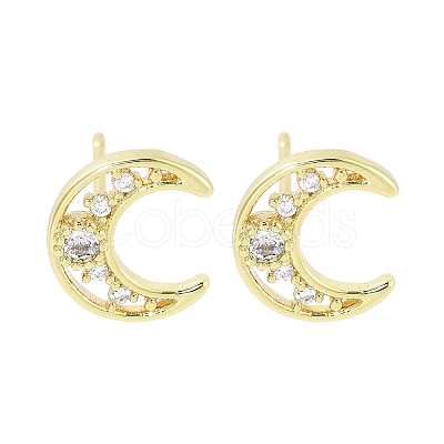 Brass Pave Clear Cubic Zirconia Stud Earring EJEW-S217-G08-1