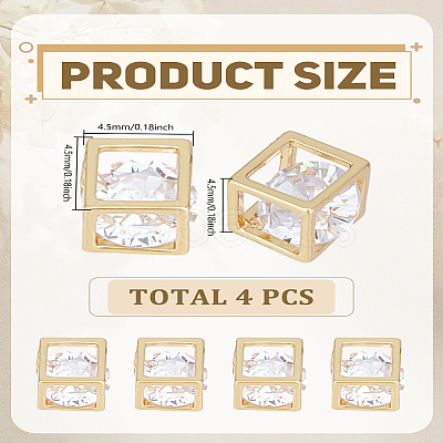 4Pcs Brass Cubic Zirconia Charms ZIRC-LP0001-29-1