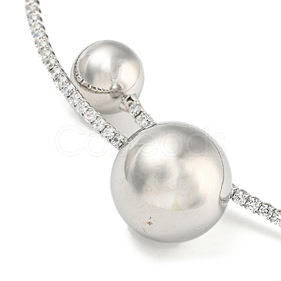 Rack Plating Brass Pave Clear Cubic Zirconia Round Ball Choker Necklaces NJEW-A031-02-01P-1