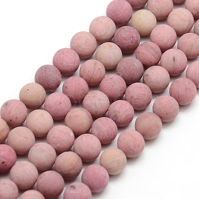 Natural Frosted Rhodonite Round Bead Strands LS-G-M064-6mm-04-1