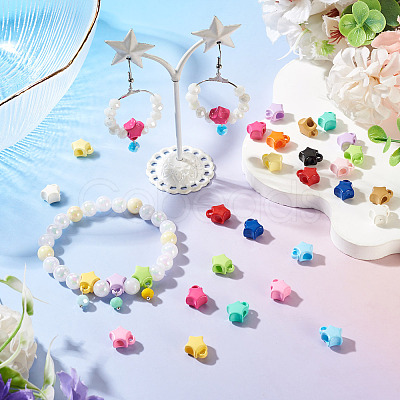 30Pcs 15 Colors Baking Paint Opaque Acrylic Beads ACRP-TA0001-05-1