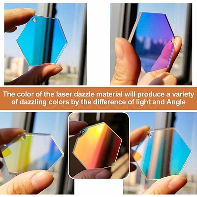 40Pcs 8 Styles Acrylic Laser Pendants OACR-CJ0001-42-1