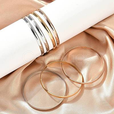 Fashion 201 Stainless Steel Bangle Sets BJEW-L664-024C-M-1-1