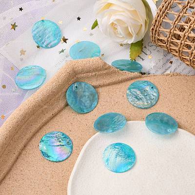 AB Color Plated Capiz Shell Pendants X-SSHEL-T008-01B-1