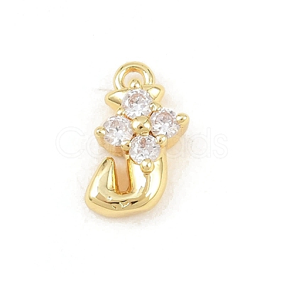 Brass Micro Pave Clear Cubic Zirconia Charms KK-Z151-18G-J-1