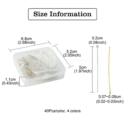 160Pcs 4 Colors Brass Flat Head Pins KK-YW0002-11-1
