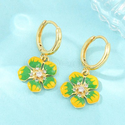 Brass Micro Pave Cubic Zirconia Hoop Dangle Earrings KK-CBA8324-10G-1