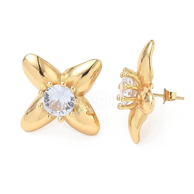 304 Stainless Steel Pave Cubic Zirconia Stud Earrings SA-CBA2696-30G-01-1